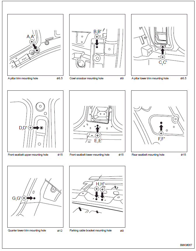 Interior B straight - line dimensions